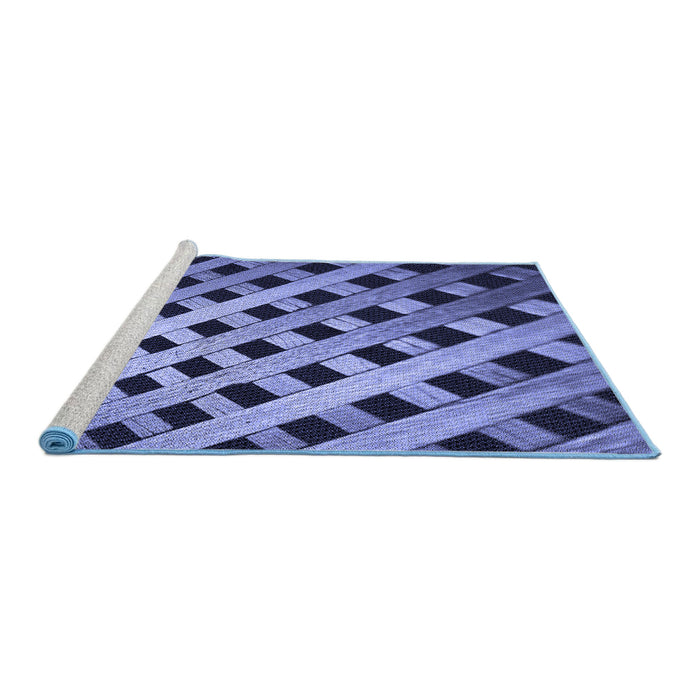 Sideview of Machine Washable Transitional Sky Blue Rug, wshpat3586blu