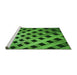 Sideview of Machine Washable Transitional Deep Emerald Green Rug, wshpat3586grn