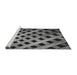 Sideview of Machine Washable Transitional Dark Gray Black Rug, wshpat3586gry