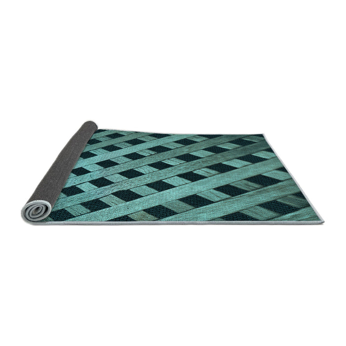 Thickness of Patterned Medium Turquoise Green Rug, pat3586lblu
