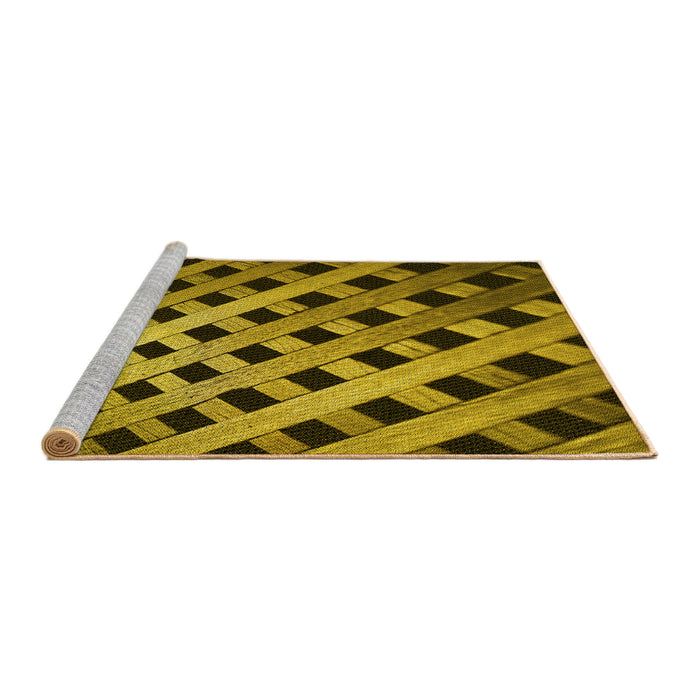 Sideview of Machine Washable Transitional Deep Yellow Rug, wshpat3586yw