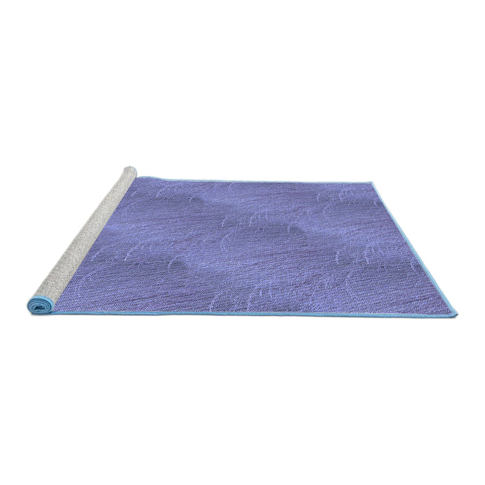 Sideview of Machine Washable Transitional Sky Blue Rug, wshpat3587blu