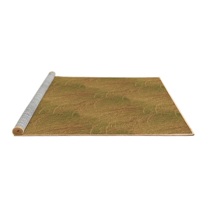 Sideview of Machine Washable Transitional Yellow Rug, wshpat3587brn