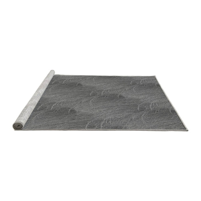 Sideview of Machine Washable Transitional Grey Gray Rug, wshpat3587gry