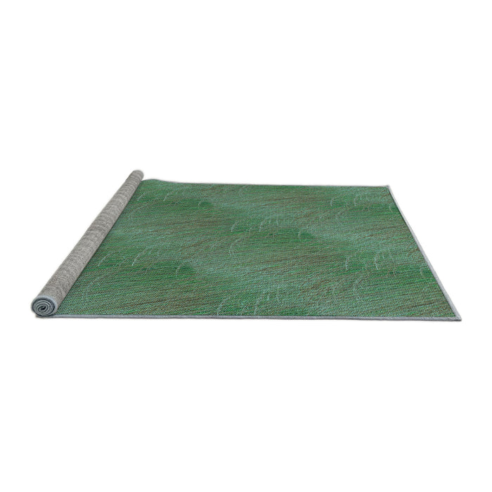 Sideview of Machine Washable Transitional Emerald Green Rug, wshpat3587lblu