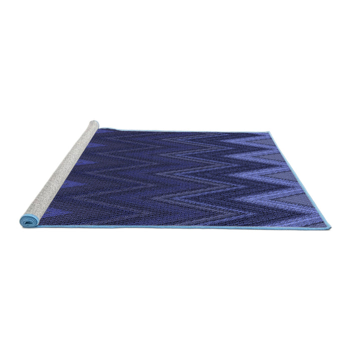 Sideview of Machine Washable Transitional Royal Blue Rug, wshpat3589blu