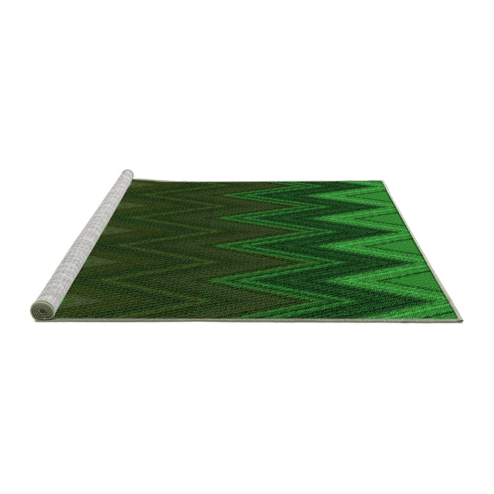 Sideview of Machine Washable Transitional Dark Forest Green Rug, wshpat3589grn