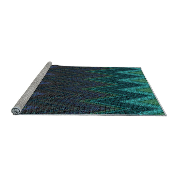 Sideview of Machine Washable Transitional Dark Cyan Green Rug, wshpat3589lblu