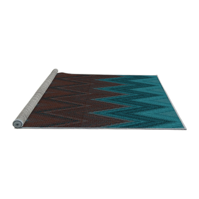Sideview of Machine Washable Transitional Dark Cyan Green Rug, wshpat3590lblu