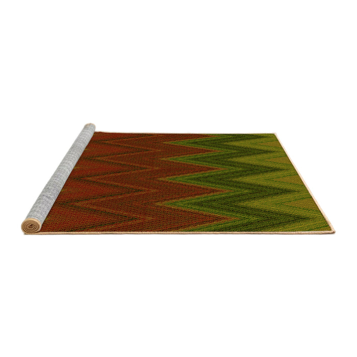 Sideview of Machine Washable Transitional Dark Yellow Green Rug, wshpat3590yw
