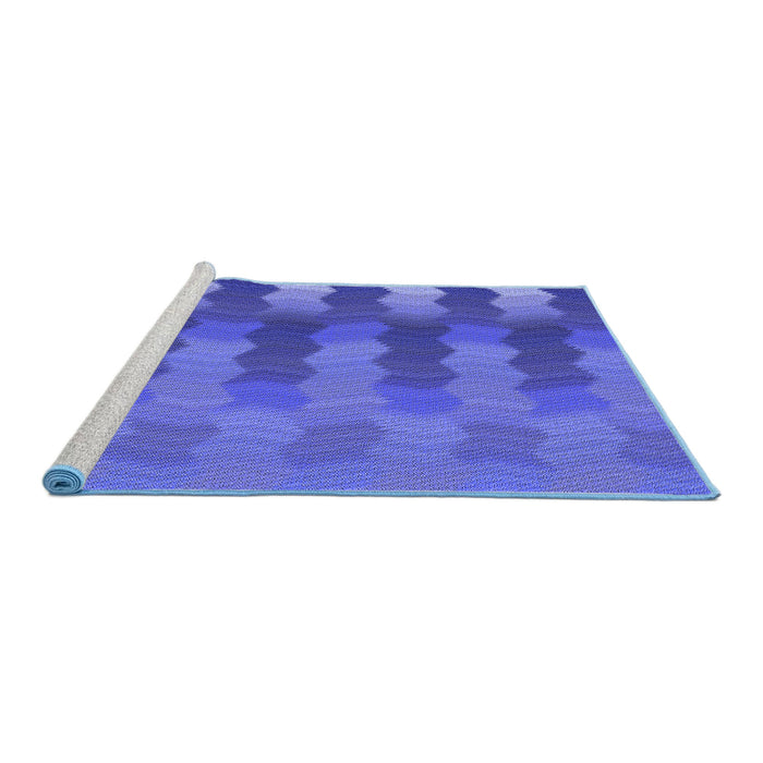 Sideview of Machine Washable Transitional Light Slate Blue Rug, wshpat3591blu