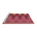 Sideview of Machine Washable Transitional Crimson Red Rug, wshpat3591brn