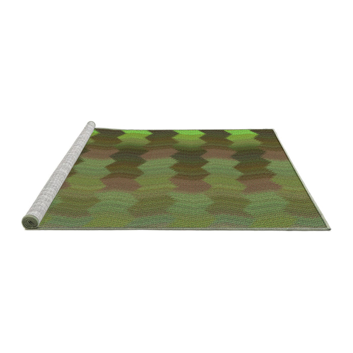 Sideview of Machine Washable Transitional Green Rug, wshpat3591grn