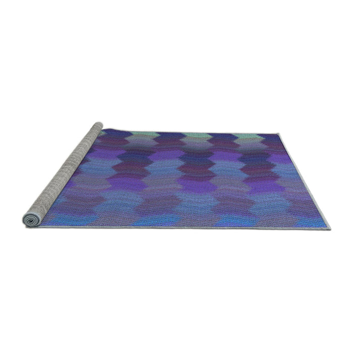 Sideview of Machine Washable Transitional Amethyst Purple Rug, wshpat3591lblu