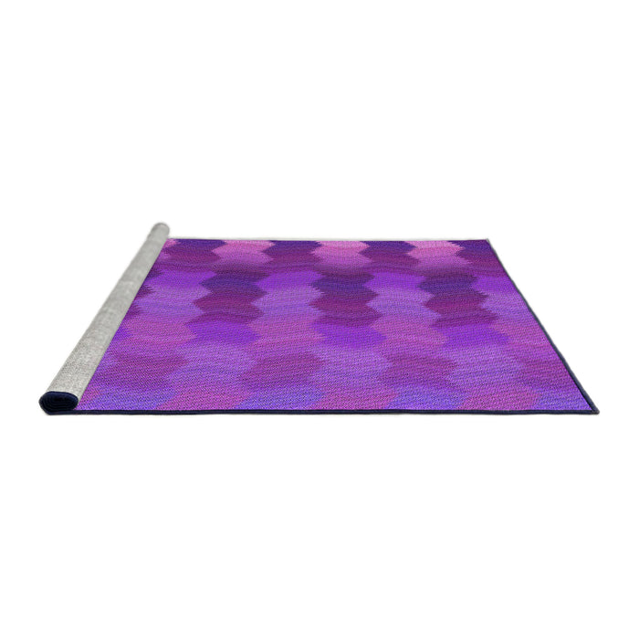 Sideview of Machine Washable Transitional Bright Neon Pink Purple Rug, wshpat3591pur