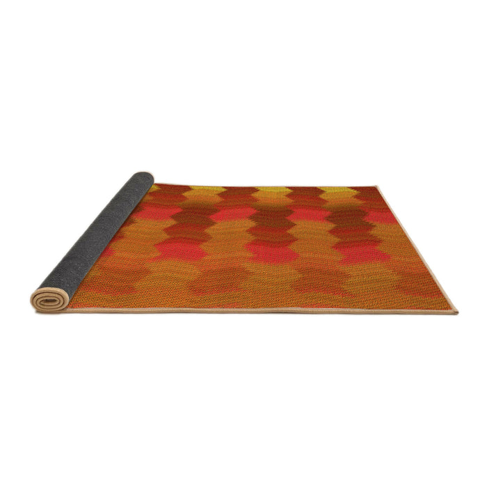 Thickness of Patterned Neon Orange Rug, pat3591yw