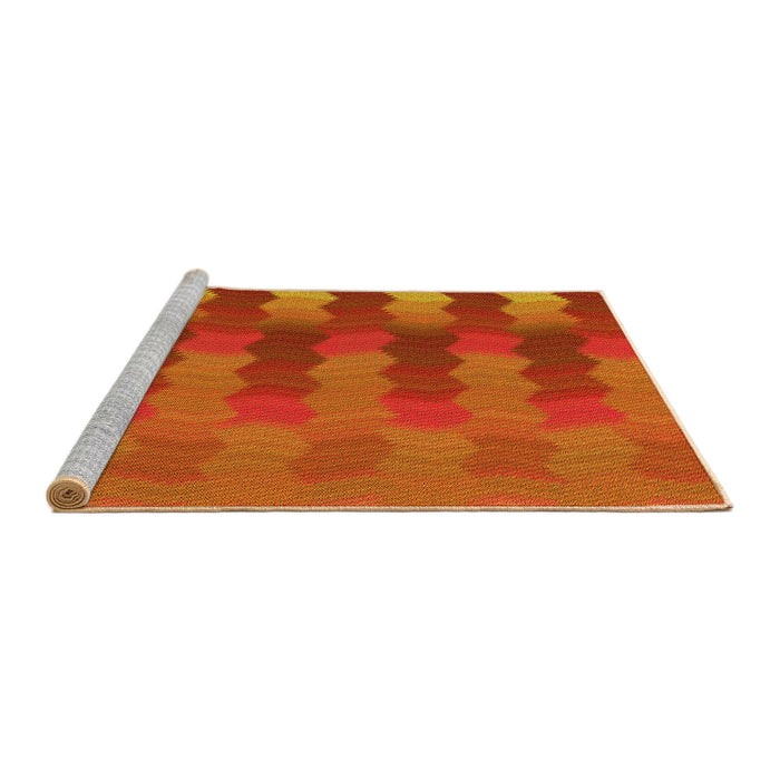 Sideview of Machine Washable Transitional Neon Orange Rug, wshpat3591yw