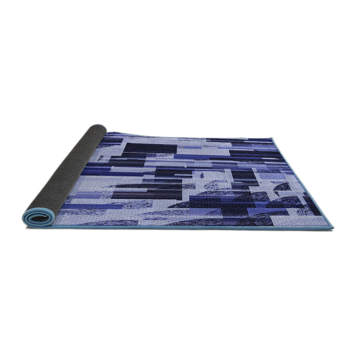 Thickness of Patterned Denim Dark Blue Rug, pat3592blu