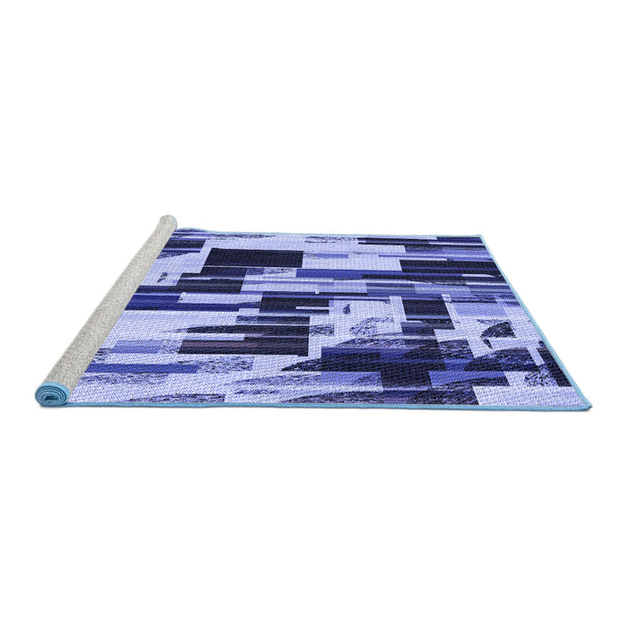 Sideview of Machine Washable Transitional Denim Dark Blue Rug, wshpat3592blu