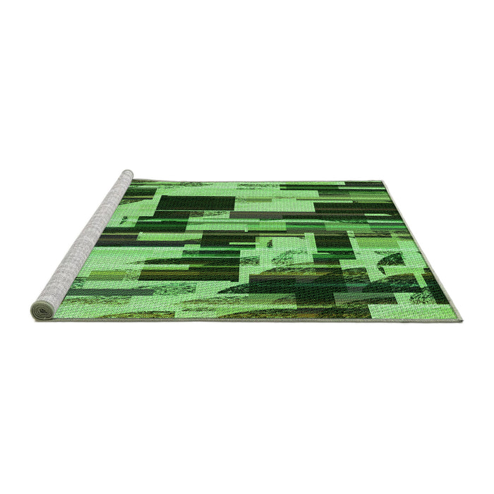 Sideview of Machine Washable Transitional Emerald Green Rug, wshpat3592grn