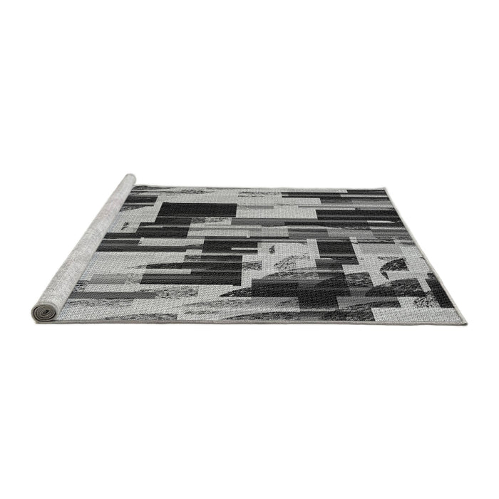 Sideview of Machine Washable Transitional Silver Gray Rug, wshpat3592gry