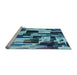 Sideview of Machine Washable Transitional Diamond Blue Rug, wshpat3592lblu