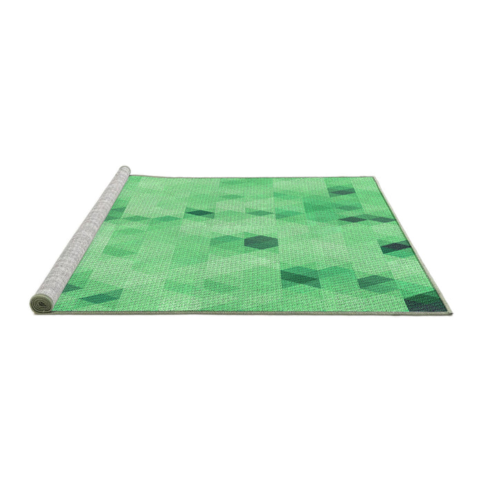 Sideview of Machine Washable Transitional Jade Green Rug, wshpat3593grn