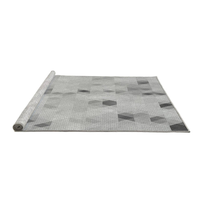 Sideview of Machine Washable Transitional Gunmetal Gray Rug, wshpat3593gry