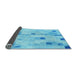 Thickness of Patterned Bright Turquoise Blue Rug, pat3593lblu