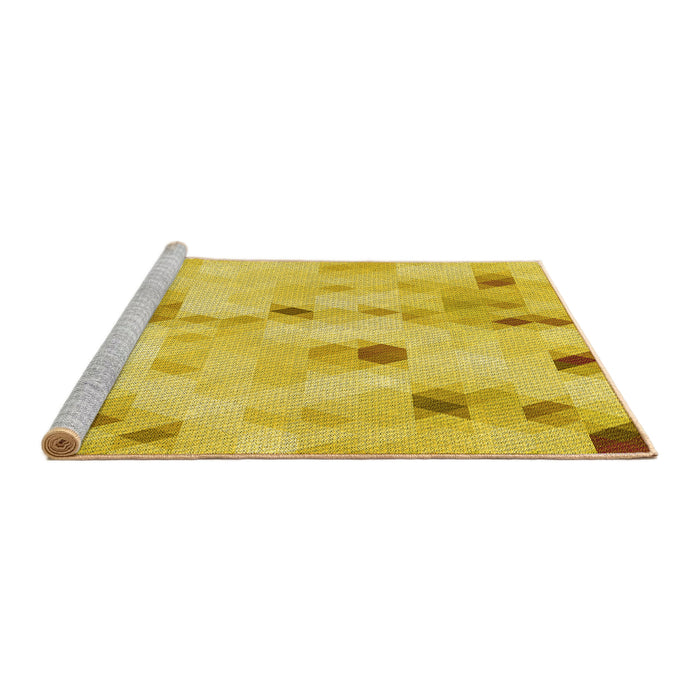Sideview of Machine Washable Transitional Yellow Rug, wshpat3593yw