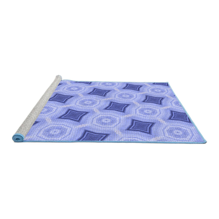 Sideview of Machine Washable Transitional Jeans Blue Rug, wshpat3594blu