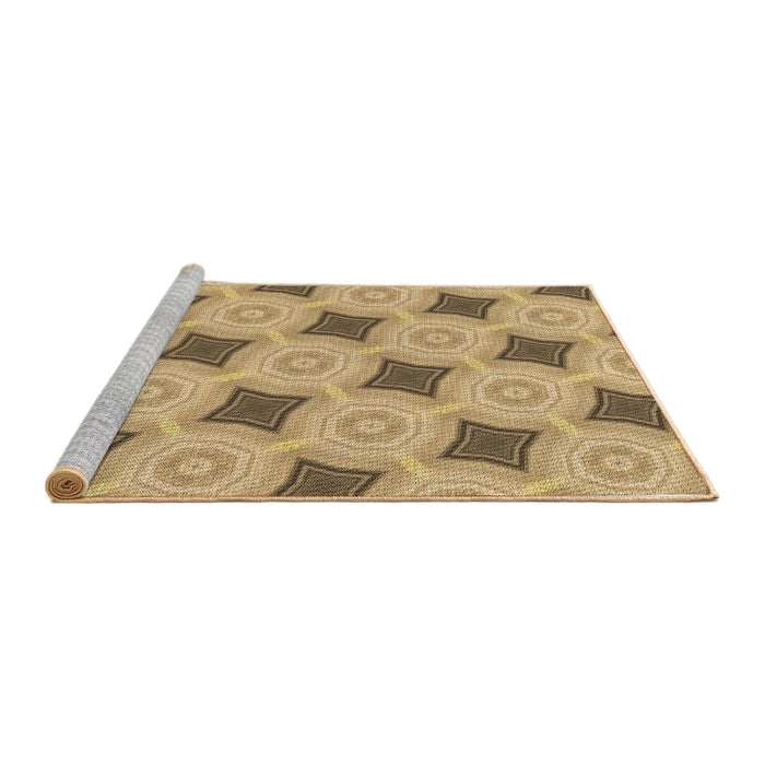 Sideview of Machine Washable Transitional Yellow Orange Rug, wshpat3594brn