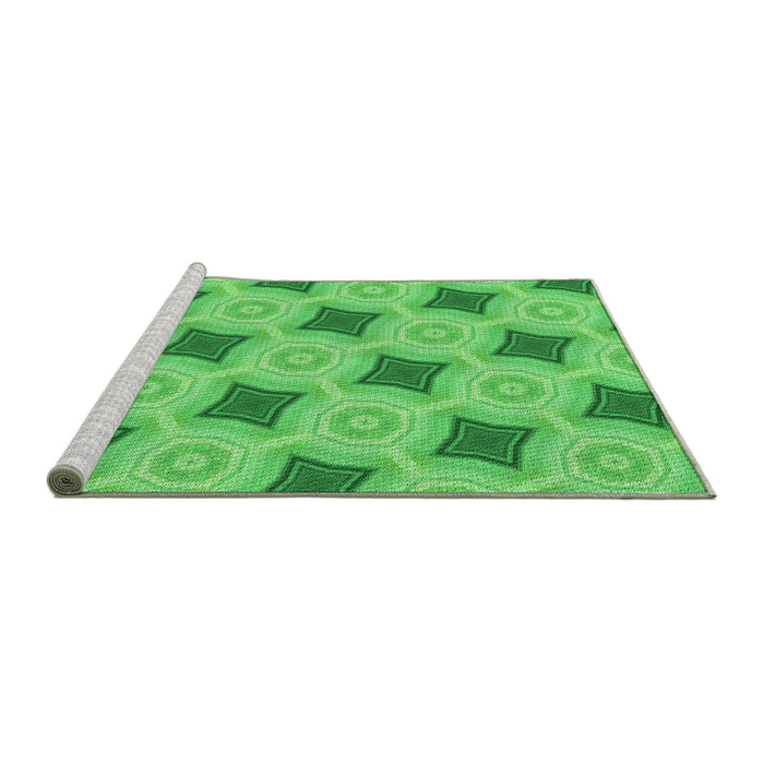 Sideview of Machine Washable Transitional Neon Green Rug, wshpat3594grn