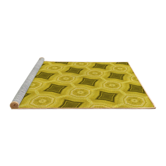 Sideview of Machine Washable Transitional Dark Golden Brown Rug, wshpat3594yw