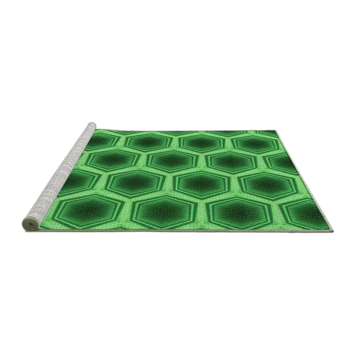 Sideview of Machine Washable Transitional Green Rug, wshpat3595grn