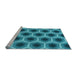 Sideview of Machine Washable Transitional Dark Cyan Green Rug, wshpat3595lblu