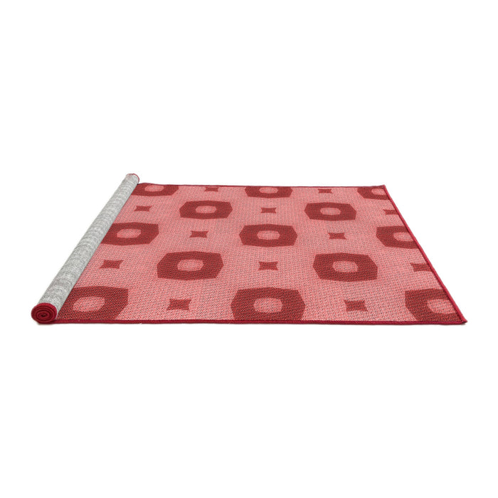 Sideview of Machine Washable Transitional Ruby Red Rug, wshpat3596rd