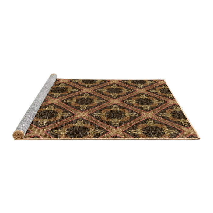 Sideview of Machine Washable Transitional Bakers Brown Rug, wshpat3597brn