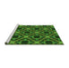 Sideview of Machine Washable Transitional Deep Emerald Green Rug, wshpat3597grn