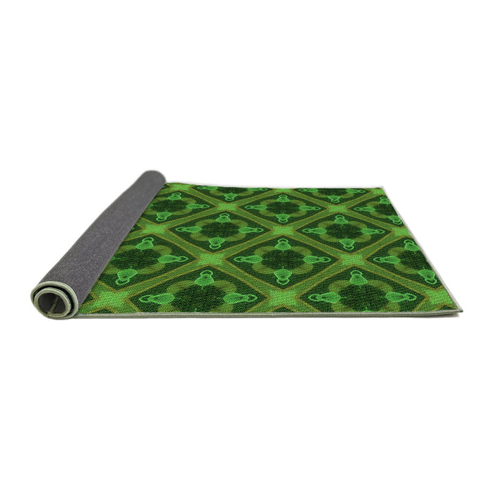 Thickness of Patterned Deep Emerald Green Rug, pat3597grn