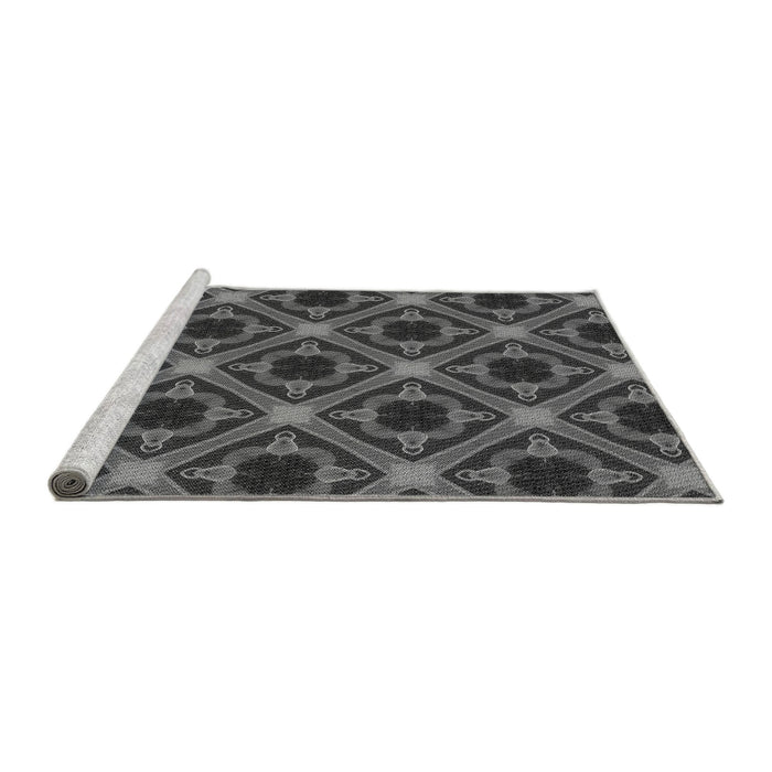 Sideview of Machine Washable Transitional Gray Rug, wshpat3597gry