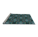 Sideview of Machine Washable Transitional Deep-Sea Green Rug, wshpat3597lblu