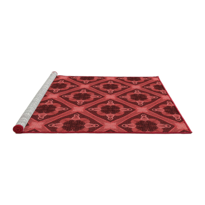 Sideview of Machine Washable Transitional Tomato Red Rug, wshpat3597rd