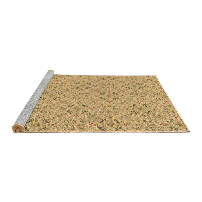 Sideview of Machine Washable Transitional Cinnamon Brown Rug, wshpat3598brn