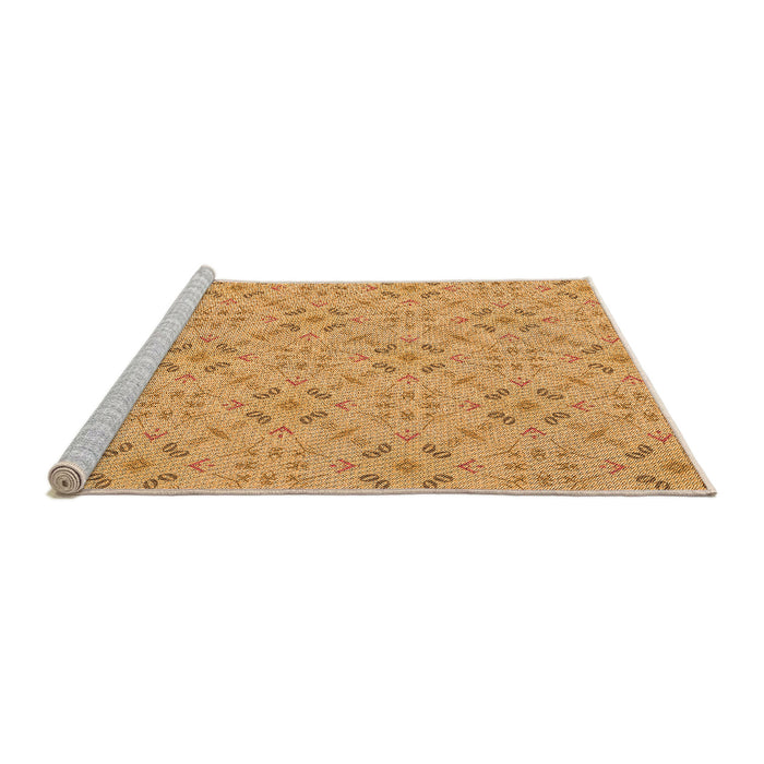Sideview of Machine Washable Transitional Neon Orange Rug, wshpat3598org