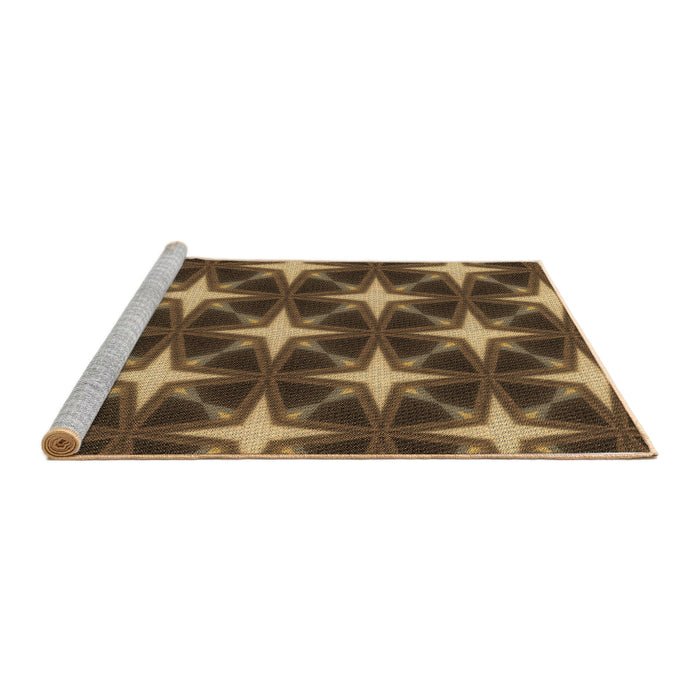 Sideview of Machine Washable Transitional Cinnamon Brown Rug, wshpat3599brn