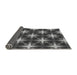 Thickness of Patterned Dark Gray Black Rug, pat3599gry