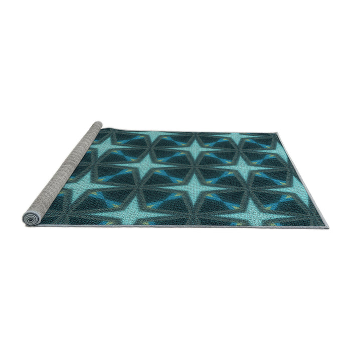 Sideview of Machine Washable Transitional Deep-Sea Blue Rug, wshpat3599lblu