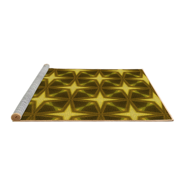 Sideview of Machine Washable Transitional Caramel Brown Rug, wshpat3599yw