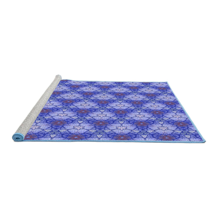 Sideview of Machine Washable Transitional Sky Blue Rug, wshpat360blu